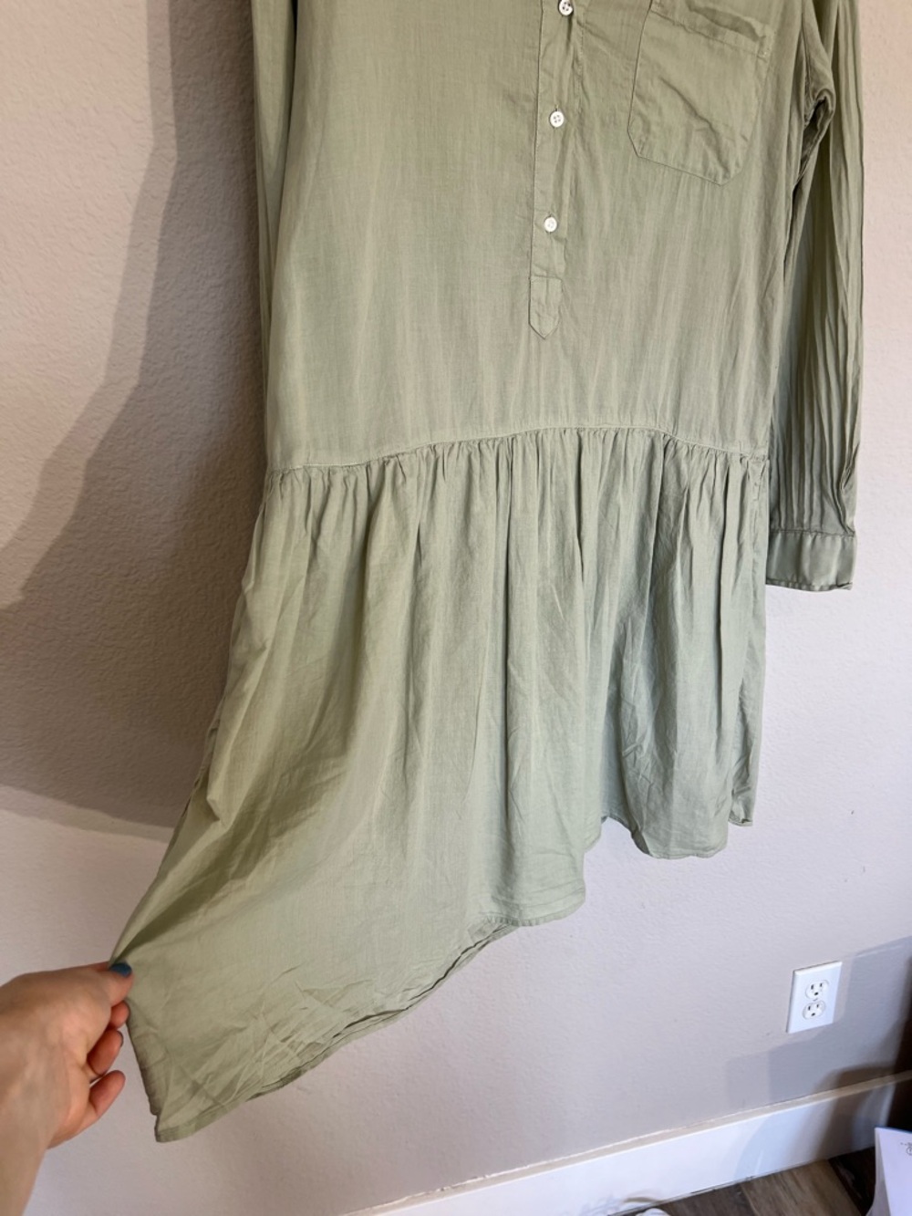 Frank & Eileen Grayson changemaker dress lightweight cotton relaxed green S - Picture 6 of 13